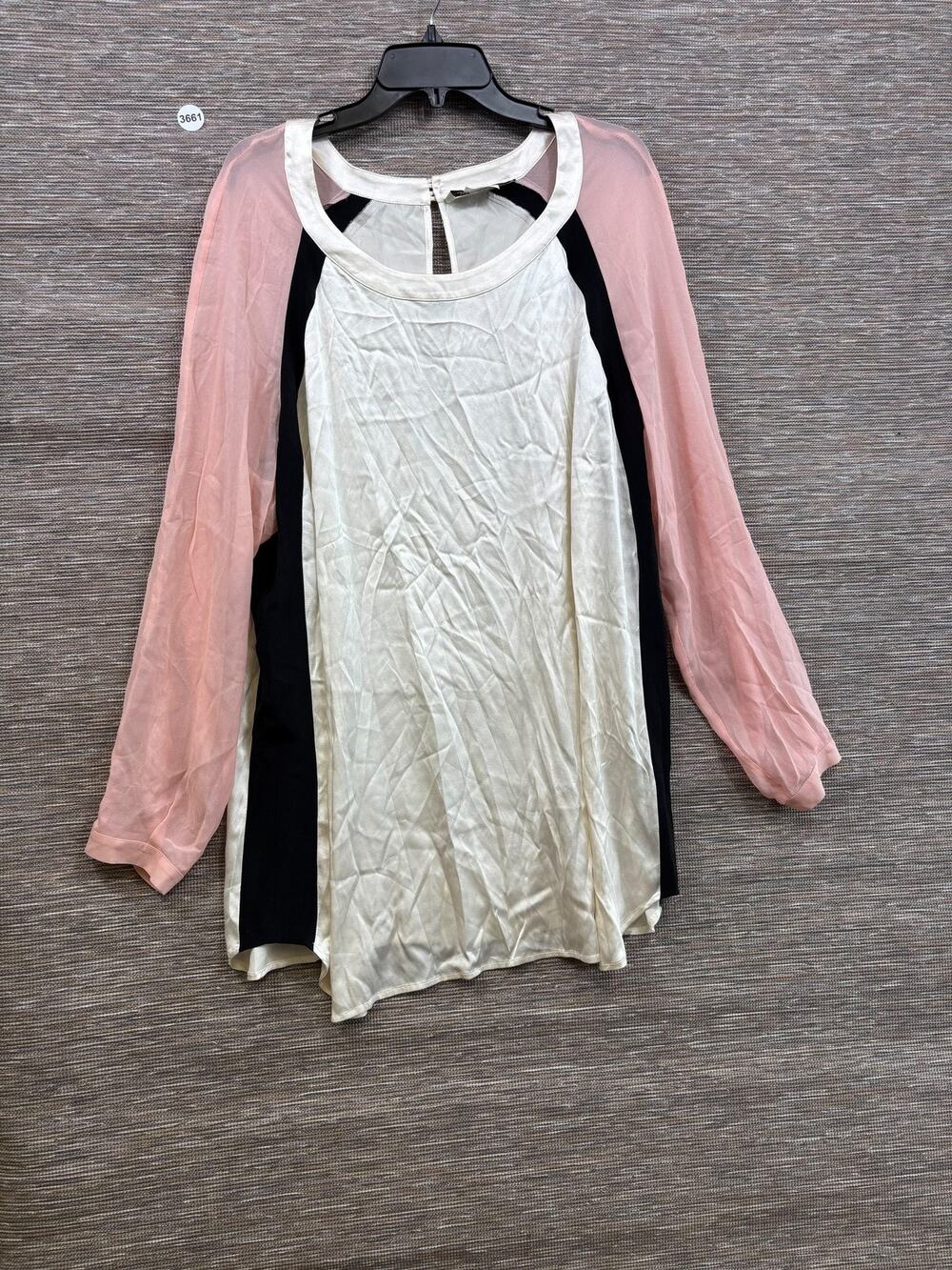 Marina Rinaldi Blouse Womens 27 Multicolor Silk Sheer Colorblock Tunic Top